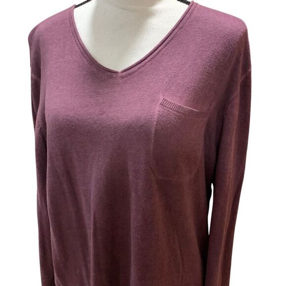 Buffalo David Bitton Tunic Top Purple L/S Mini-Pocket V-Neck Loose Wmn Sz L NWT - Picture 2 of 13